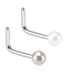 Nesepiercing med perlefarget kule