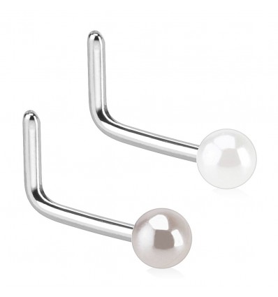 Nesepiercing med perlefarget kule