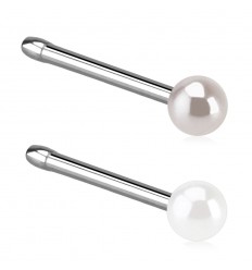 Nesestift med perlefarget kule