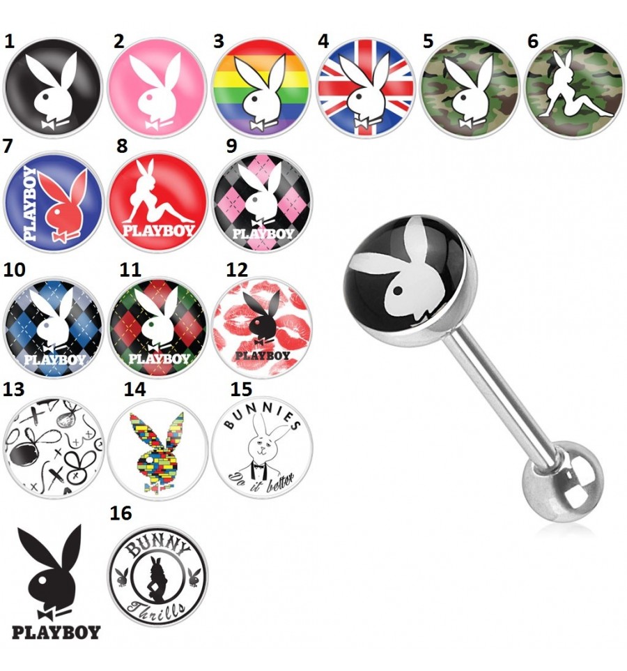 Tungepiercing med Playboy Logo - Kr