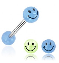 Tungepiercing med smilefjes