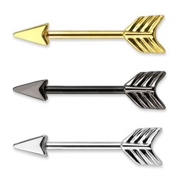 Brystpiercing med Pil - 1,6 mm 12 mm Kirurgisk stål Sort | Piercingfabrikken.dk