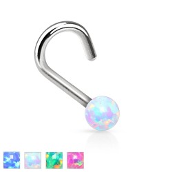 Næsepiercing med Opal - 0,8 mm 2 Kirurgisk stål Opal Grøn | Piercingfabrikken.dk
