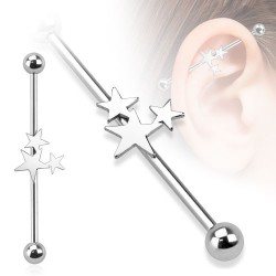 Industrial Piercing med 3 Stjerner - Industrial piercing - Kirurgisk stål 316L - Smykke type | Piercingfabrikken.dk