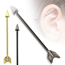Farvet Industrial Piercing med Pil - Sort - Industrial piercing - Kirurgisk stål 316L - Smykke type | Piercingfabrikken.dk