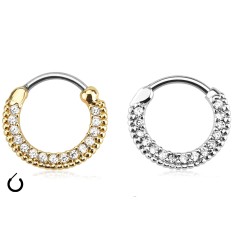Septum Piercing med Mange Sten - Guld - Daith Piercing - Kirurgisk stål 316L - Ørepiercing Smykker | Piercingfabrikken.dk