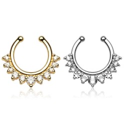 Fake Septum Piercing med 11 Sten - Guld - Fake Septum Piercing - Kirurgisk stål 316L - Fake / Snyde Piercing | Piercingfabrikken.dk