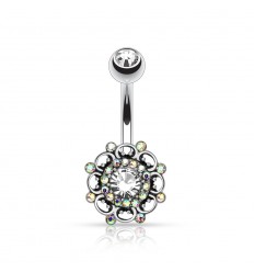 Piercing med navle med enkel vintage blomst