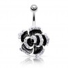 Navlepiercing med Black Crystal Flower