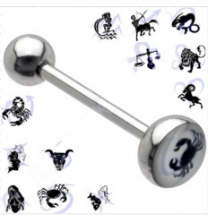 Tungepiercing med Zodiac Motiv