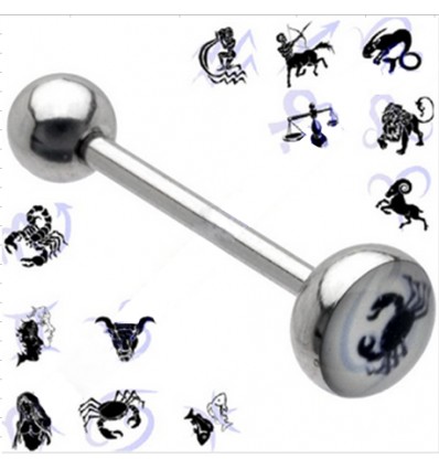 Tungepiercing med Zodiac Motiv