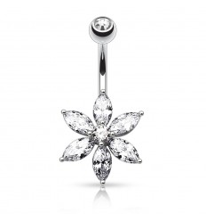 Navlepiercing med Clear Petal Flower
