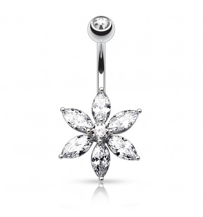 Navlepiercing med Clear Petal Flower
