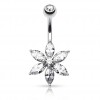 Navlepiercing med Clear Petal Flower