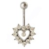 Navlepiercing med åpent krystallhjerte
