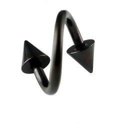 Twister Ring med Spikes - Sort - Rook Piercing - Kirurgisk stål 316L - Navlepiercing smykker | Piercingfabrikken.dk