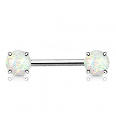 Brystpiercing med syntetisk opal