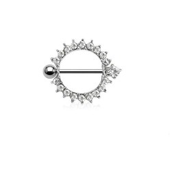 Brystskjold med Klar Stenkant - 1,6 mm 12 mm Kirurgisk stål Klar | Piercingfabrikken.dk