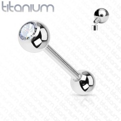 Tungepiercing med Klar Sten i Titanium - 1,6 mm 14 mm Klar Titanium | Piercingfabrikken.dk