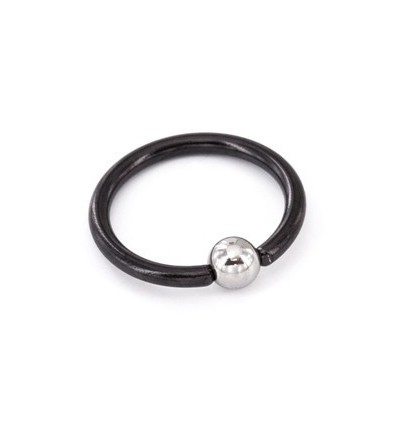 Sort Titanium Ring med Stål Kugle