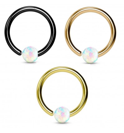 Farvet Ring med Fastmonteret Hvid Opalite