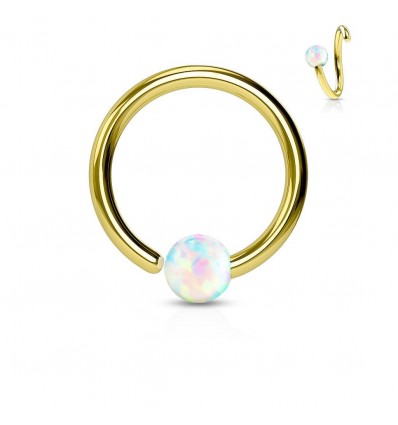 Farvet Ring med Fastmonteret Hvid Opalite