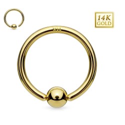 Kuglering med Fast Kugle i Ægte 14 Karat Guld I Piercingfabrikken.dk