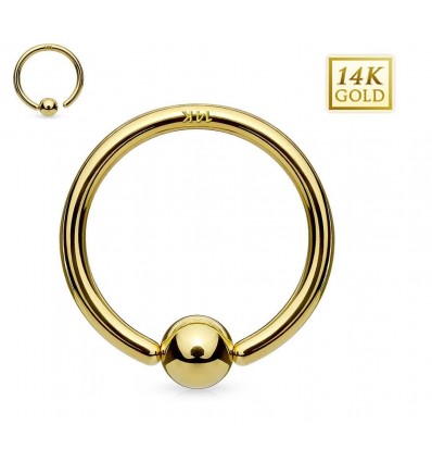 Kuglering af 14 Karats Guld med Fast Kugle