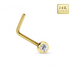 Nesepiercing av 14 karat gull med liten klar stein