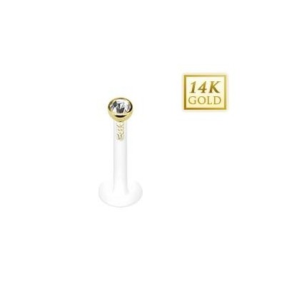 Labret i PTFE med 14 Karat Guldkugle med Sten
