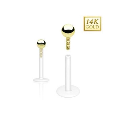 Labret i PTFE med 14 karat gullkule