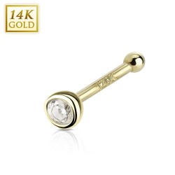 Næsestift med Klar Sten i 14 Karat Guld - 14 Karat Guld | Piercingfabrikken.dk