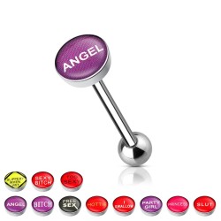Tungepiercing med Tekst - 1,6 mm 16 mm 6 Kirurgisk stål Suck my Dick | Piercingfabrikken.dk