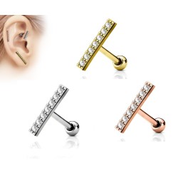 Stav med Klar Krystal Bar - 1,2 mm 12 mm Guld Kirurgisk stål | Piercingfabrikken.dk