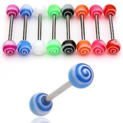 Tungepiercing med Tornado Mønster - 1,6 mm 16 mm Kirurgisk stål Sort | Piercingfabrikken.dk