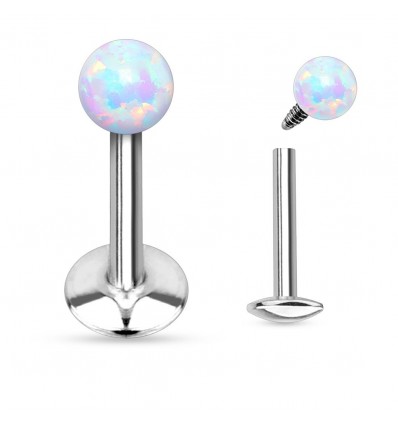 Labret med hvit opalittkule