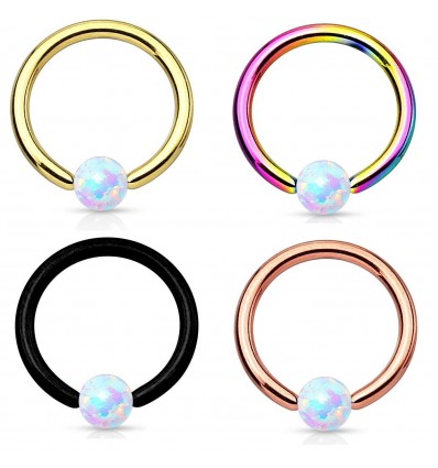 Farvet Ring med Hvid Opalite