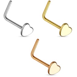 Næsepiercing med Hjerte - 0,8 mm Kirurgisk stål Rose Guld | Piercingfabrikken.dk