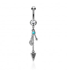 Navlepiercing med Tribal Feather and Arrow