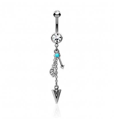 Navlepiercing med Tribal Feather and Arrow