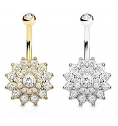 Navlepiercing med Clear Crystal Flower