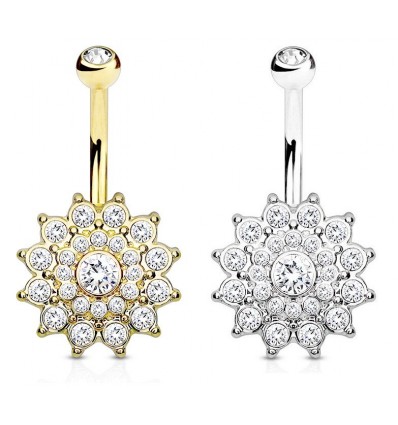 Navlepiercing med Clear Crystal Flower