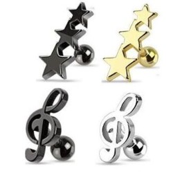 Helix Smykke med Stjerner eller Node - 1,2 mm Kirurgisk stål Node Sort | Piercingfabrikken.dk