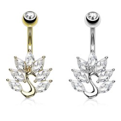 Navlepiercing med Krystal Svane - 1,6 mm 10 mm Guld Kirurgisk stål Uden vedhæng | Piercingfabrikken.dk