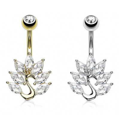 Navlepiercing med Crystal Swan