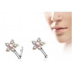 Nesepiercing med klar blomst