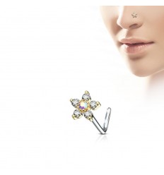 Nesepiercing med klar blomst