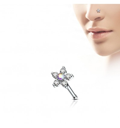 Nesepiercing med klar blomst