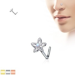 Næsepiercing med Opalite Blomst - Kirurgisk stål Rose Guld | Piercingfabrikken.dk