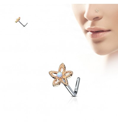 Nesepiercing med Opalitt Flower